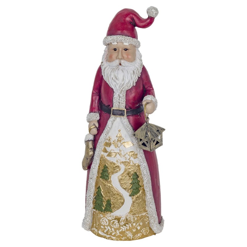 Figura decorativa de resina PAPA NOEL CON FAROLILLO 21 cm decoracion navidad