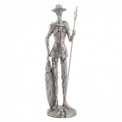 Figura Decorativa Don Quijote de Resina Plateada