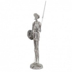Figura Decorativa Don Quijote de Resina Plateada