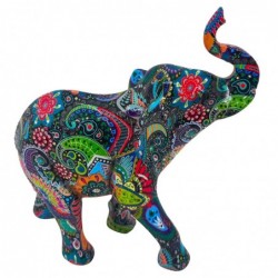 Figura Decorativa Elefante de Resina con Estampado Colorido
