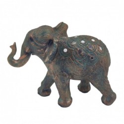 Figura Decorativa Elefante de Resina Efecto Cobre Antiguo
