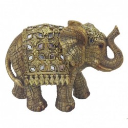 Figura Decorativa Elefante Hindú de Resina con Espejitos
