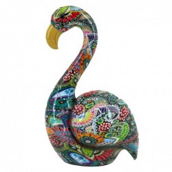 Figura Decorativa Flamenco de Resina con Estampado Colorido