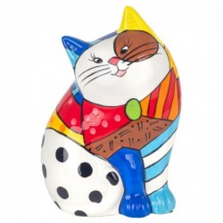 Figura Decorativa Gato Estampado Abstracto Colorido