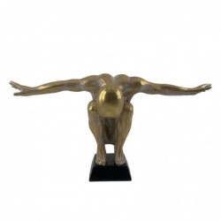 Figura Decorativa Hombre Desnudo Resina Dorada