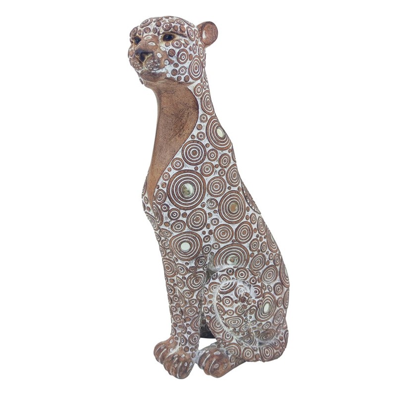 Figura Decorativa Leopardo Jaguar Pantera de Resina con Espejitos