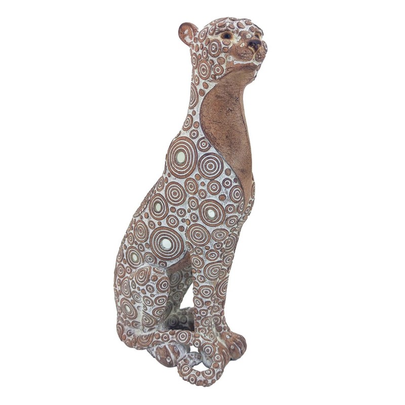 Figura Decorativa Leopardo Jaguar Pantera de Resina con Espejitos