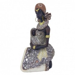 Figura Decorativa Mujer Africana con Bebé de Resina