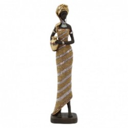 Figura Decorativa Mujer Africana de Resina con Brillantes