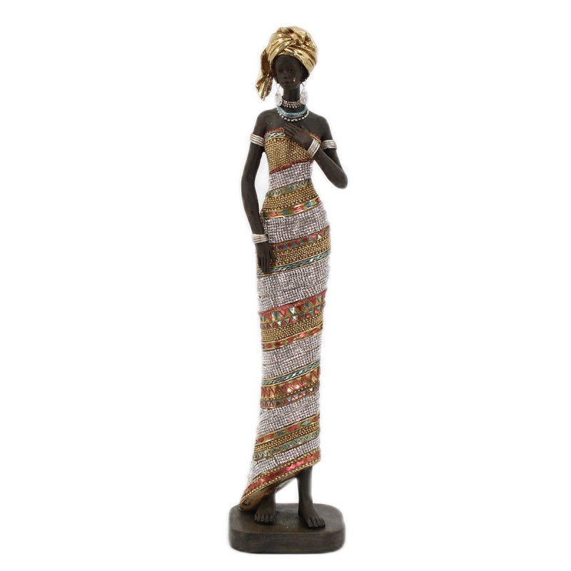 Figura Decorativa Mujer Africana de Resina con Brillantes
