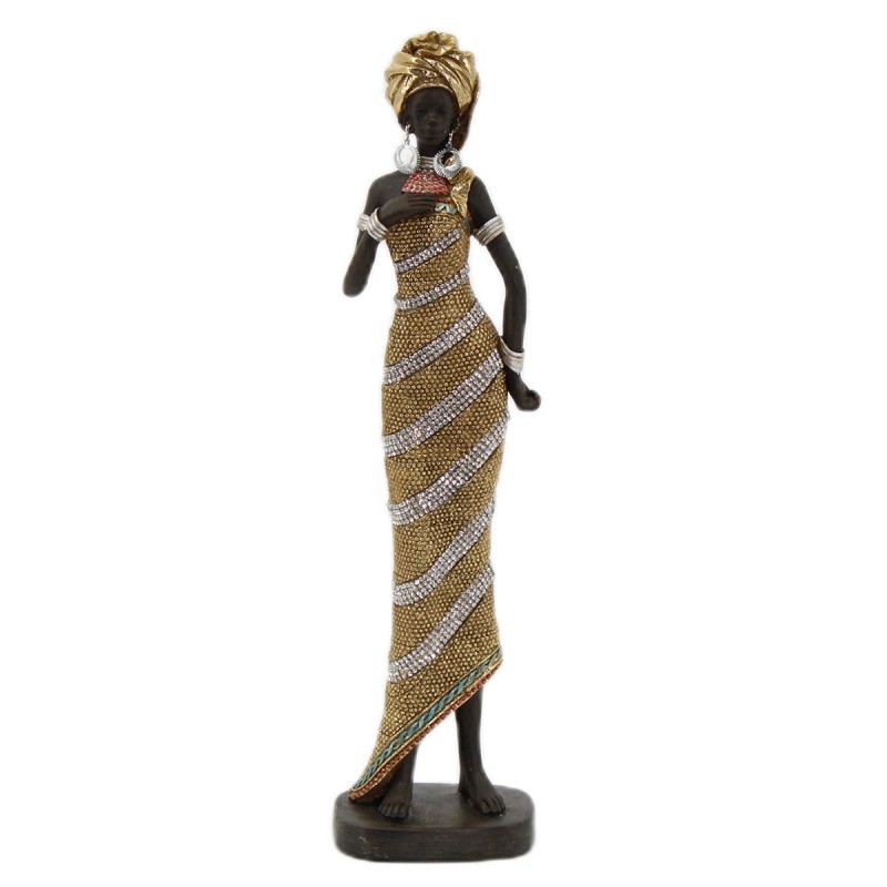 Figura Decorativa Mujer Africana de Resina