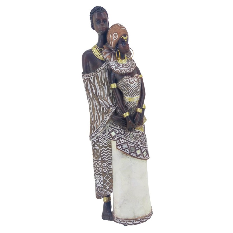 Figura Decorativa Pareja Africana de Resina