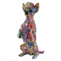 Figura Decorativa Perro Chihuahua Estampado Grafiti Colorido