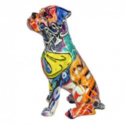 Figura Decorativa Perro Pit Bull Estampado Grafiti Colorido