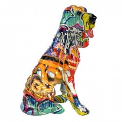 Figura Decorativa Perro Sabueso Estampado Grafiti Colorido
