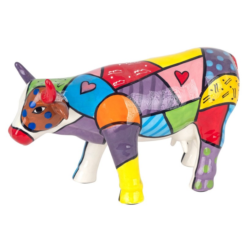 Figura Decorativa Vaca Estampado Abstracto Colorido