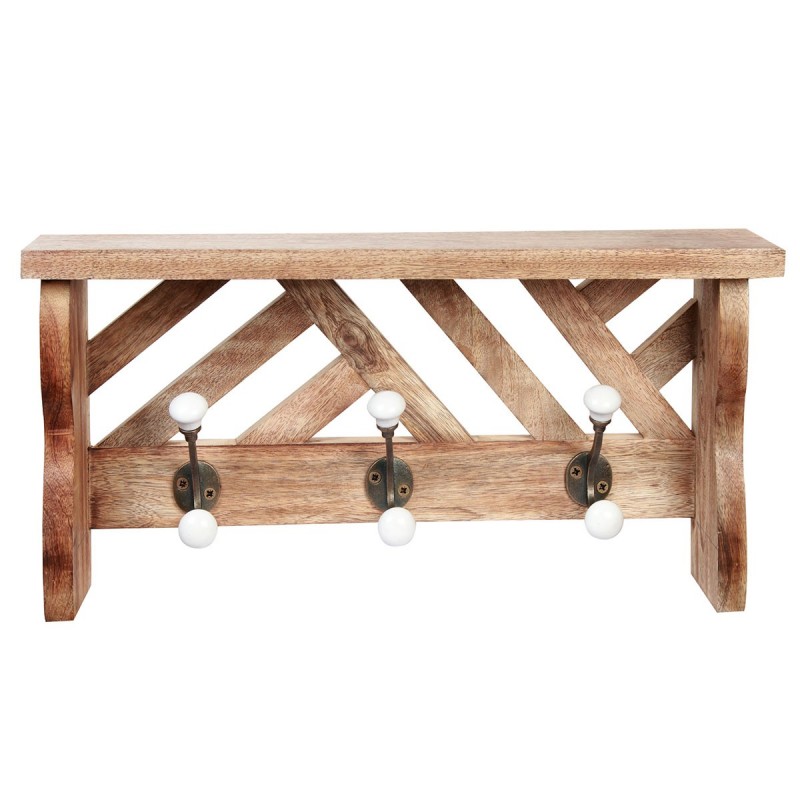 Perchero de Madera con Balda Estante Vintage para Entrada Recibidor y  Habitación, Colgador Pared Decoración Rústica, 45 cm