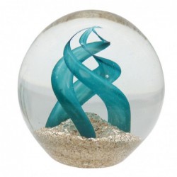 Pisapapeles bola de vidrio ONDAS AQUAMARINA 8 cm elemento decorativo escritorio