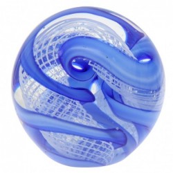 Pisapapeles bola de vidrio TIRAS AZULES 8 cm elemento decorativo escritorio