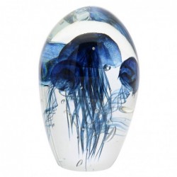 Pisapapeles bola ovalada de vidrio MEDUSAS AZUL OSCURO 9x16 cm elemento decorativo escritorio