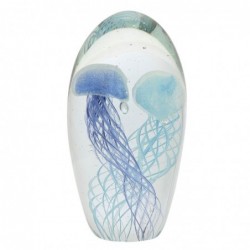 Pisapapeles bola ovalada de vidrio MEDUSAS AZULES 9x15 cm elemento decorativo escritorio