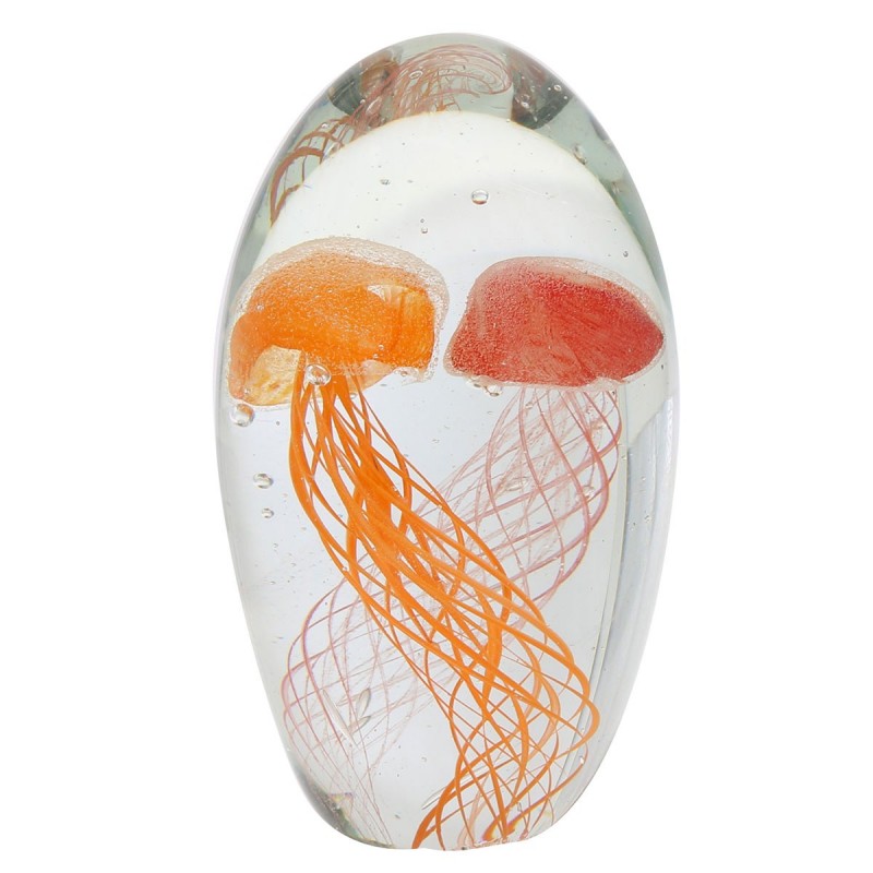 Pisapapeles bola ovalada de vidrio MEDUSAS NARANJAS 8x13 cm elemento decorativo escritorio