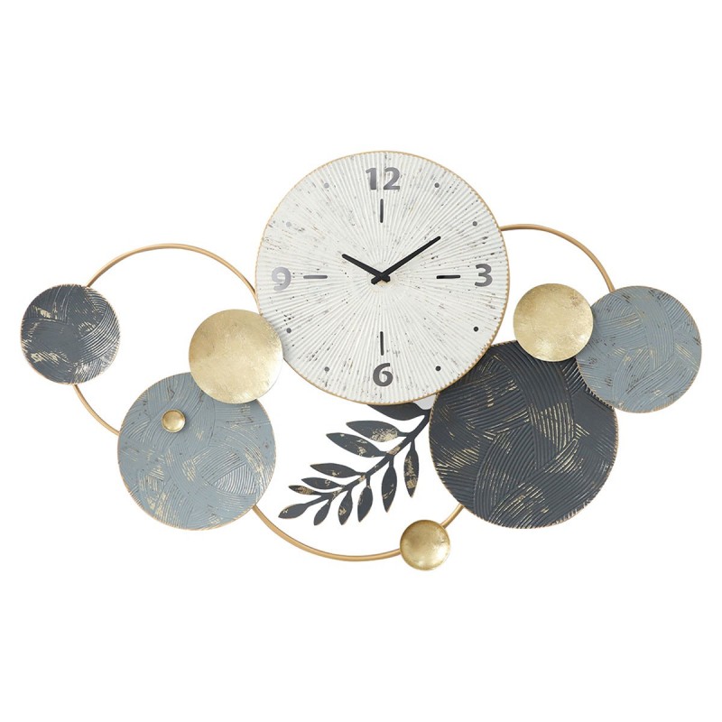 Reloj de Pared con Adorno Circular Decorativo Metálico