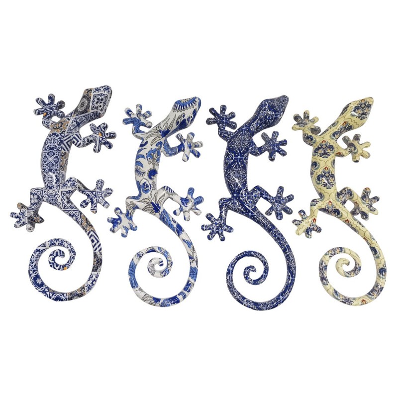 Set de x4 Adorno de Pared Lagarto Estampado Azul