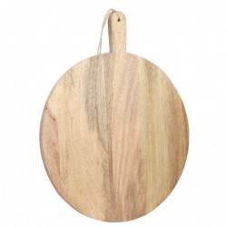 Tabla de Cortar de Cocina Redonda de Madera Marrón Clásica