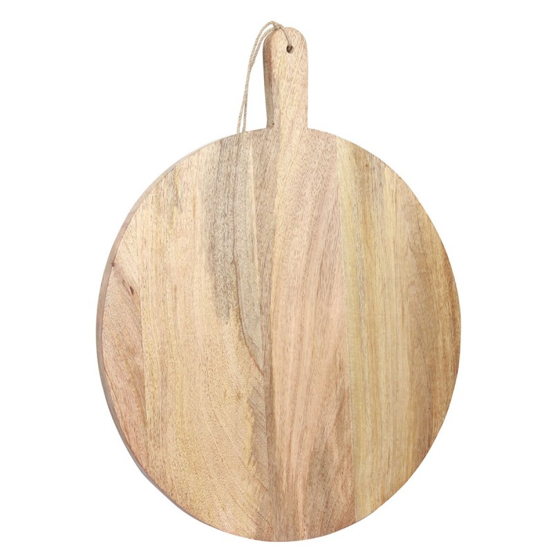 Tabla de Cortar de Cocina Redonda de Madera Marrón Clásica