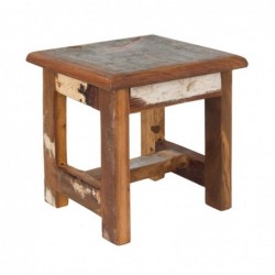 Taburete de Madera Bohemio con Manchas de Pintura