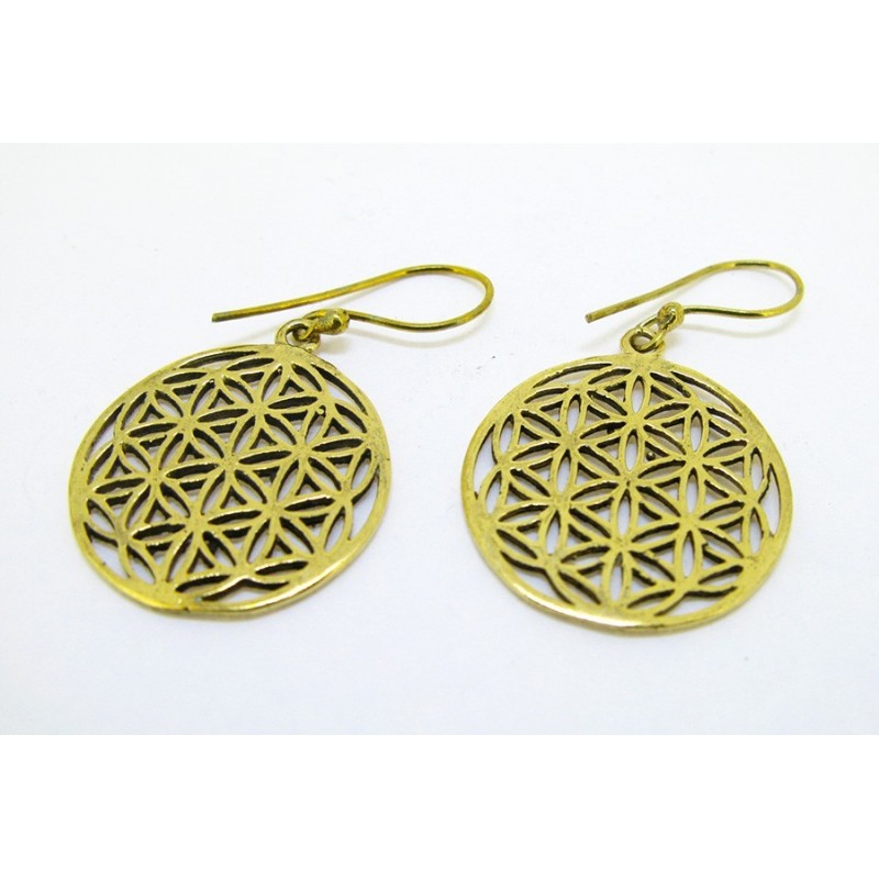 Pendientes de Bronce Circular Flor de la Vida Pequeño -79-