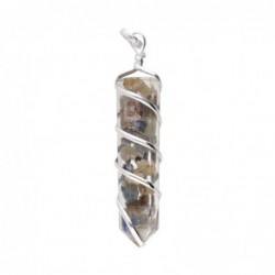 Colgante Cianita con Resina y Espiral en Baño de Plata