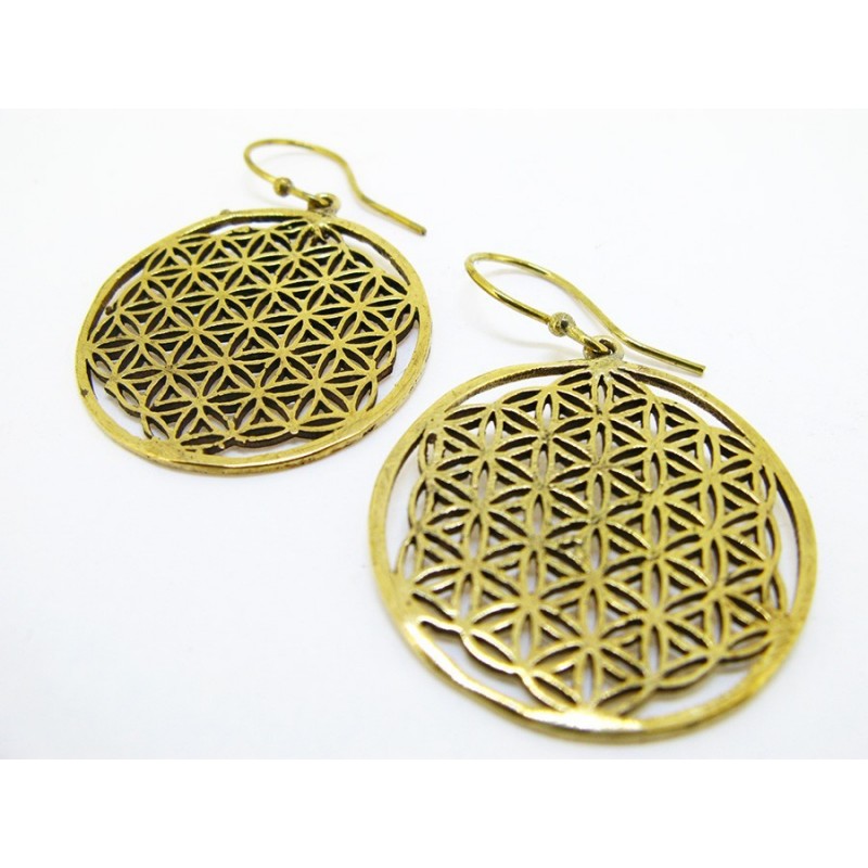 Pendientes de Bronce Circular Flor de la Vida Grande -20-
