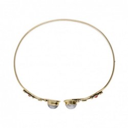 Pulsera de Bronce con Piedra Luna Doble Rojo -21-
