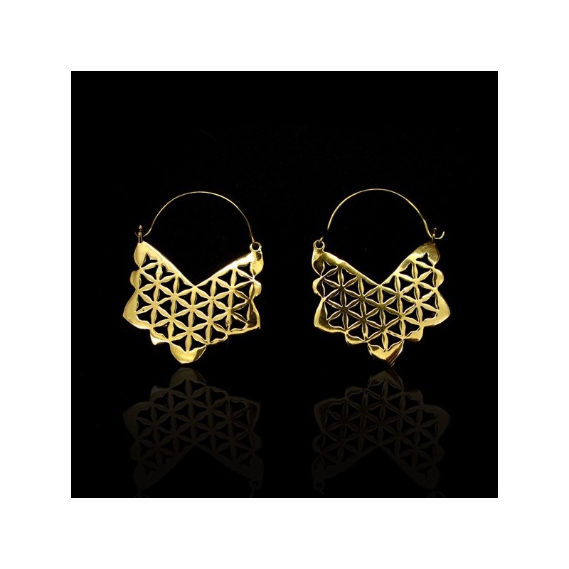 Pendientes de Bronce Media Flor de la Vida -5-