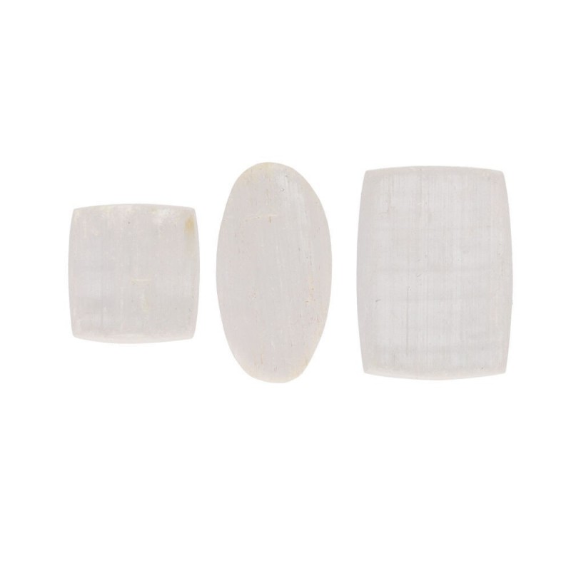 Cabujón de Selenita Semipulida (Pack 10g) - Piedra Natural para Meditación