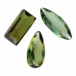Cabujones de Turmalina Verde Facetada (3uds) - Piedras Preciosas para Joyería