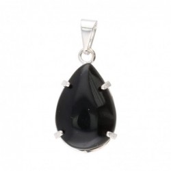 Colgante de obsidiana gota pequeña con baño de plata: protección