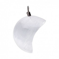 Colgante de Selenita Luna Natural - Piedra de Protección y Purificación - Tamaño Grande