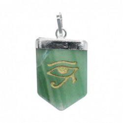 Colgante Ojo de Horus en Cuarzo Verde con Baño de Plata - Joyería Egipcia