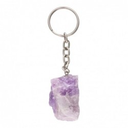 Llavero de Amatista Chevron en Bruto - Piedra Natural de Color Violeta - Regalo Original y Significativo