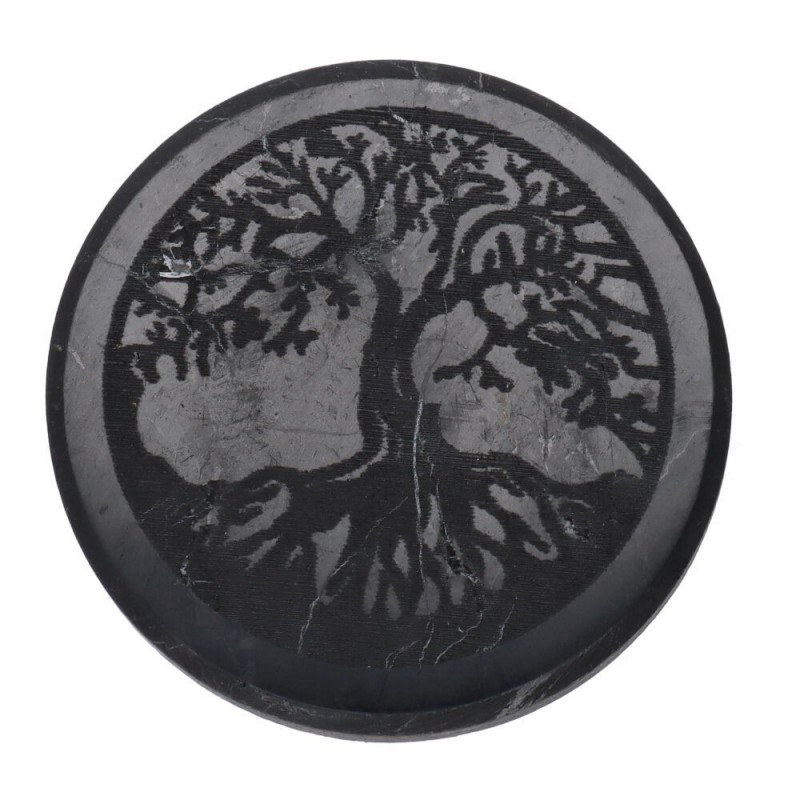 Placa adhesiva de shungit pequeña con diseño de árbol de la vida
