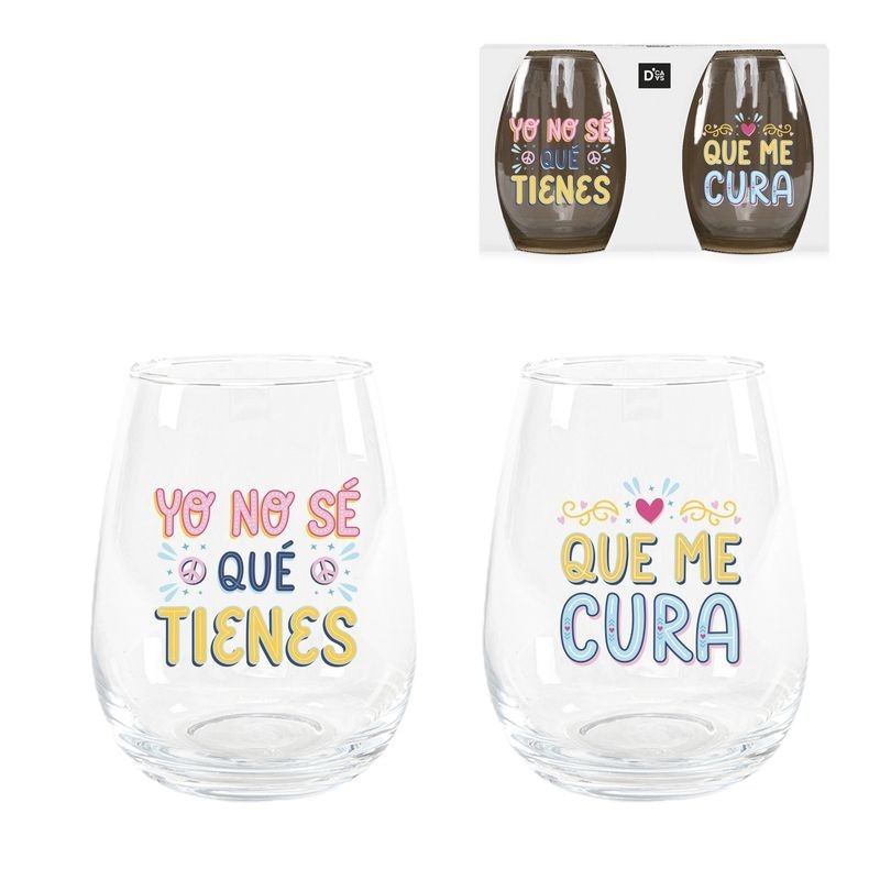 vasos cristal 500ml juego amor mensaje curas