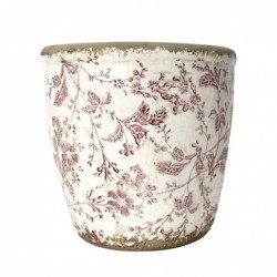maceta cerámica blanca flores color rojo ideal plantas interior exterior diseño vintage elegante