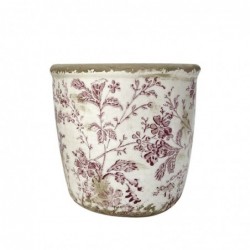 maceta cerámica blanca flores color rojo ideal plantas interior exterior diseño vintage elegante