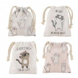 BOLSA ALGODON GATOS x4...