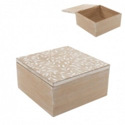 Caja Hojas 16x16 cm Madera...