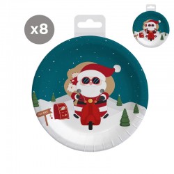 Platos Papá Noel 18 cm x8...