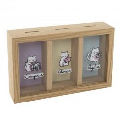 Hucha Triple Madera 39,5x11 cm